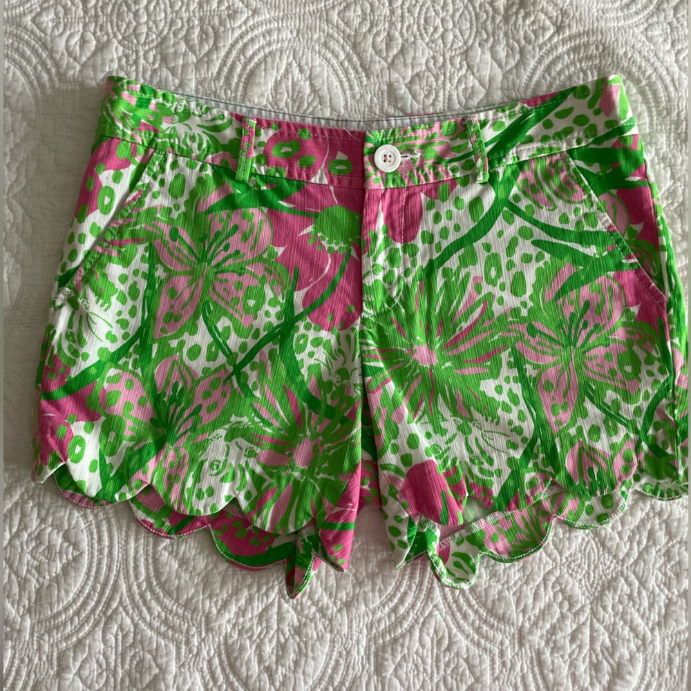 Lilly Pulitzer Green and Pink “Buttercup” Shorts
